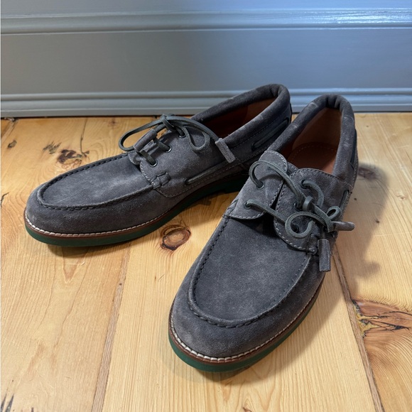 Louis Vuitton Gray Suede Boat Shoes Moccasin Style New, never worn